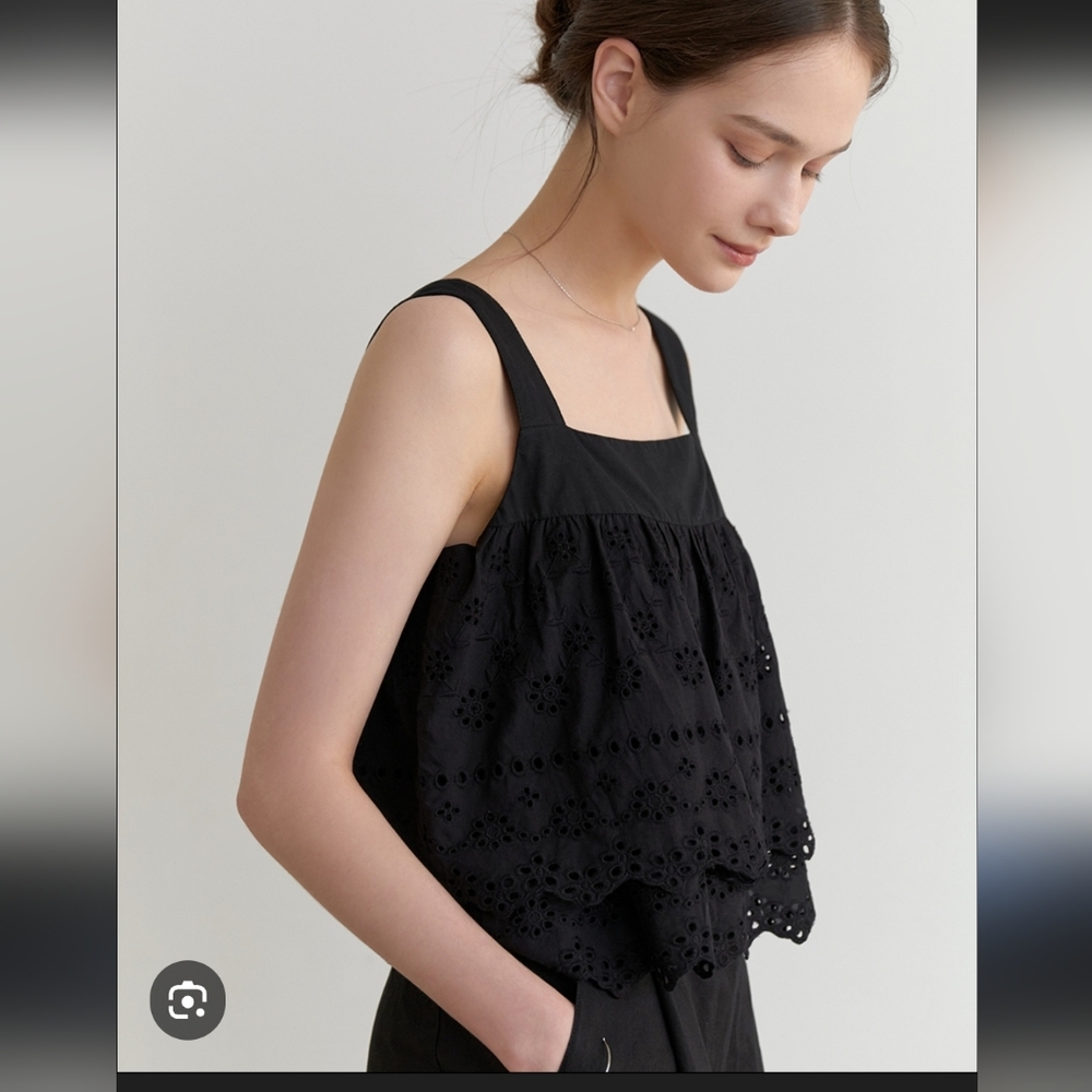 Zara Black Eyelet Crop Top